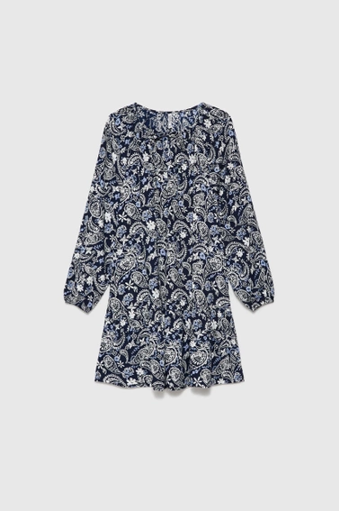 Wiskozowa sukienka z wzorem paisley granatowa