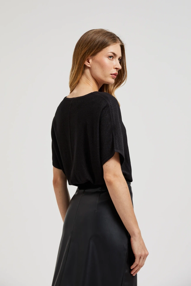 Sweter oversize z krótkimi rękawami czarny