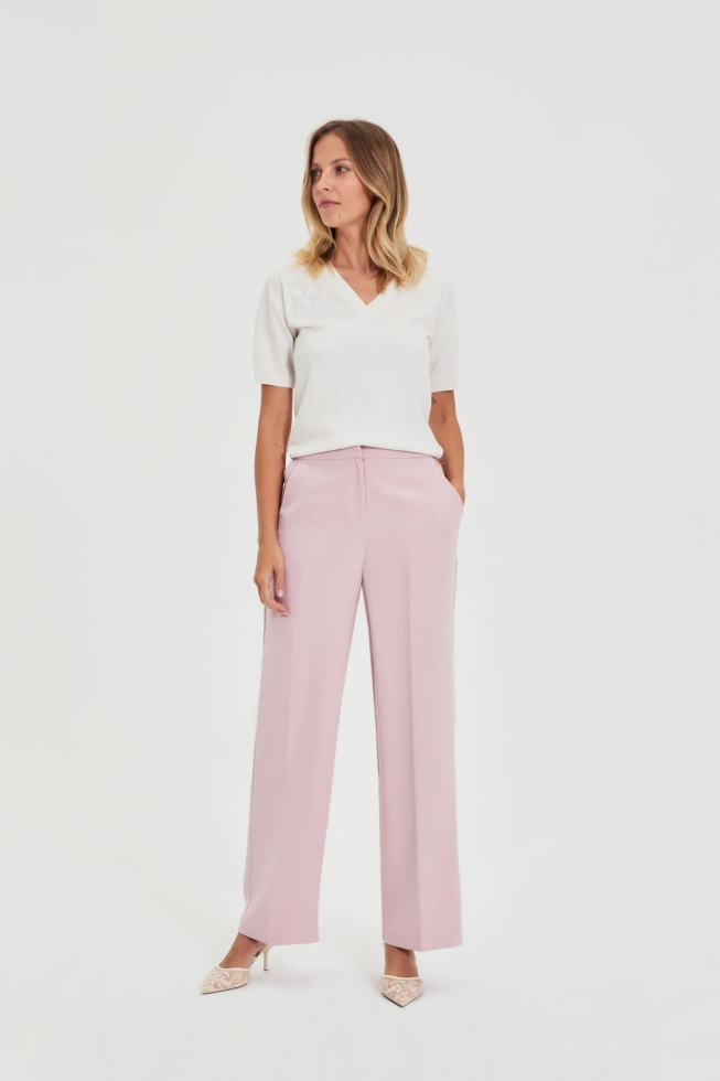 Spodnie z kantem różowe