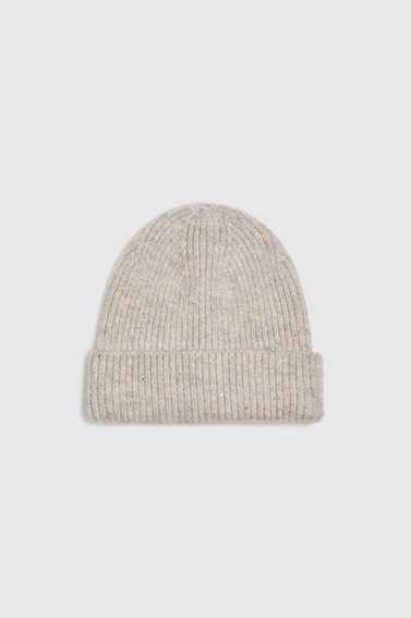 Prążkowana czapka beżowa