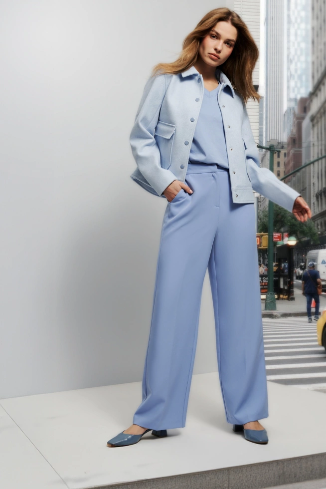 Eleganckie spodnie w kant błękitne