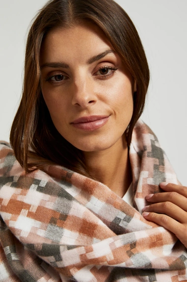 Szalik w kratę różowy 