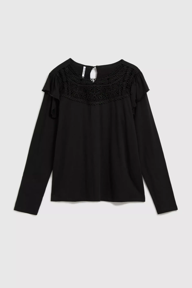 Bluzka z koronką czarna