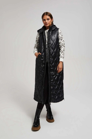 Długa kamizelka z kapturem