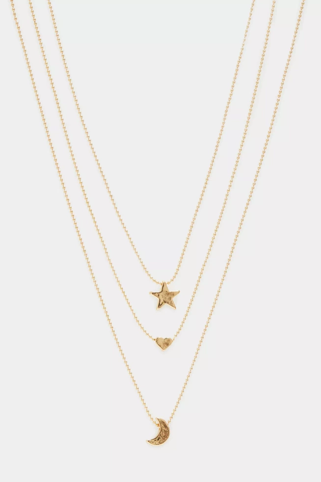 Kaskadowy naszyjnik z zawieszkami w kolorze złotym