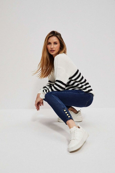 Jeansy skinny z guzikami granatowe