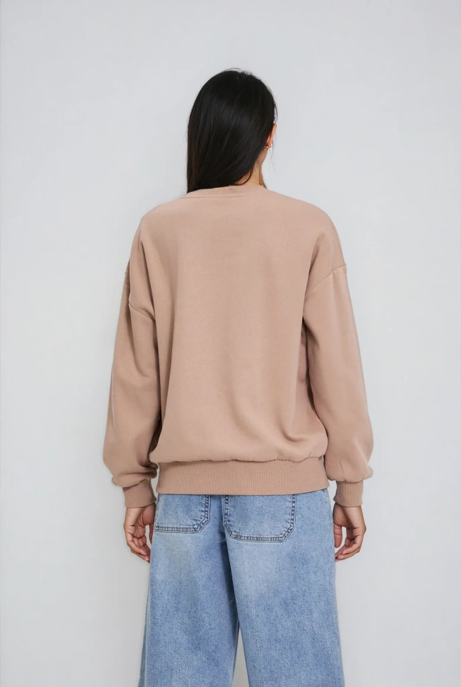 Bluza z kwiatem beżowa