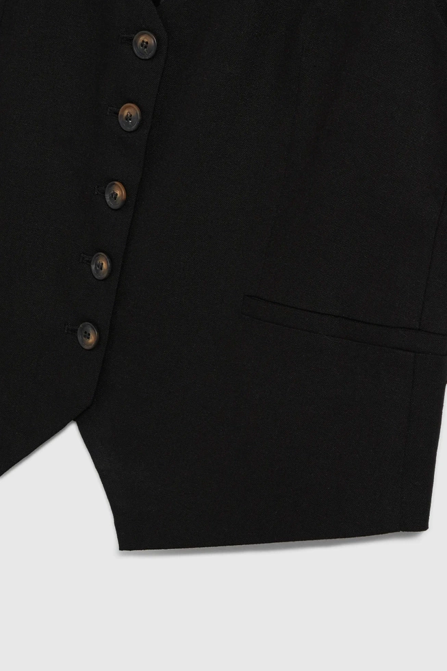 Kamizelka z dodatkiem lnu czarna