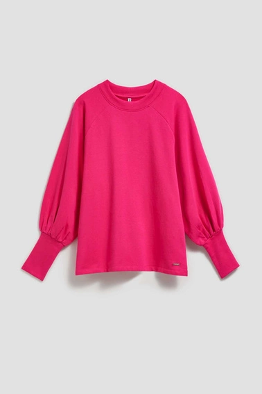 Bluza z bufiastymi rękawami fuksjowa