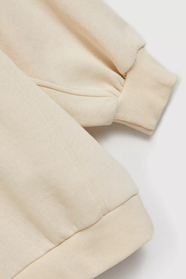 Gładka bluza z rękawami 3/4 beżowa
