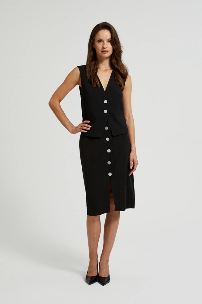 Elegancka kamizelka z ozdobnymi guzikami czarna