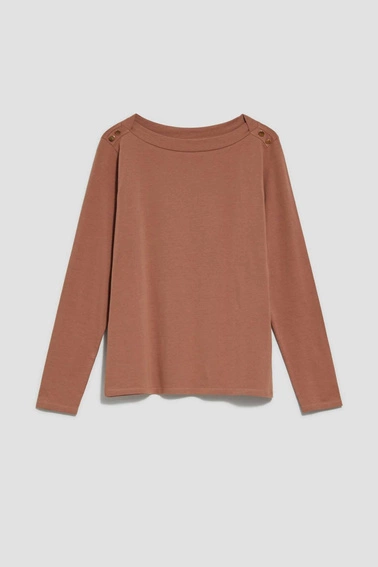 Bawełniana bluzka z długim rękawem kawowa
