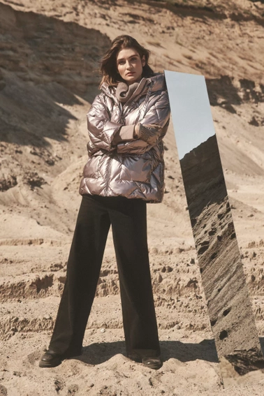 Metaliczna pikowana kurtka