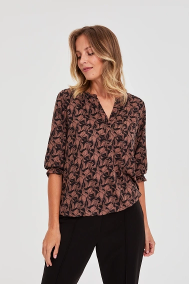 Sweter z krótkimi rękawami brązowy