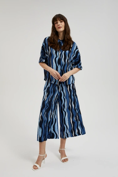 Wzorzyste spodnie kuloty niebieskie