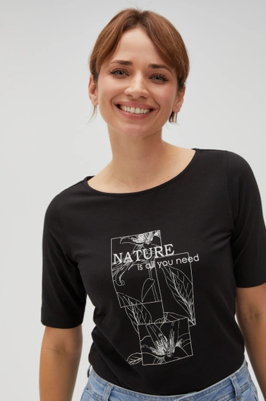 Bluzka z nadrukiem i napisem czarna