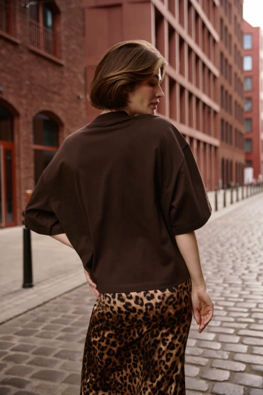 Gładka bluzka oversize brązowa