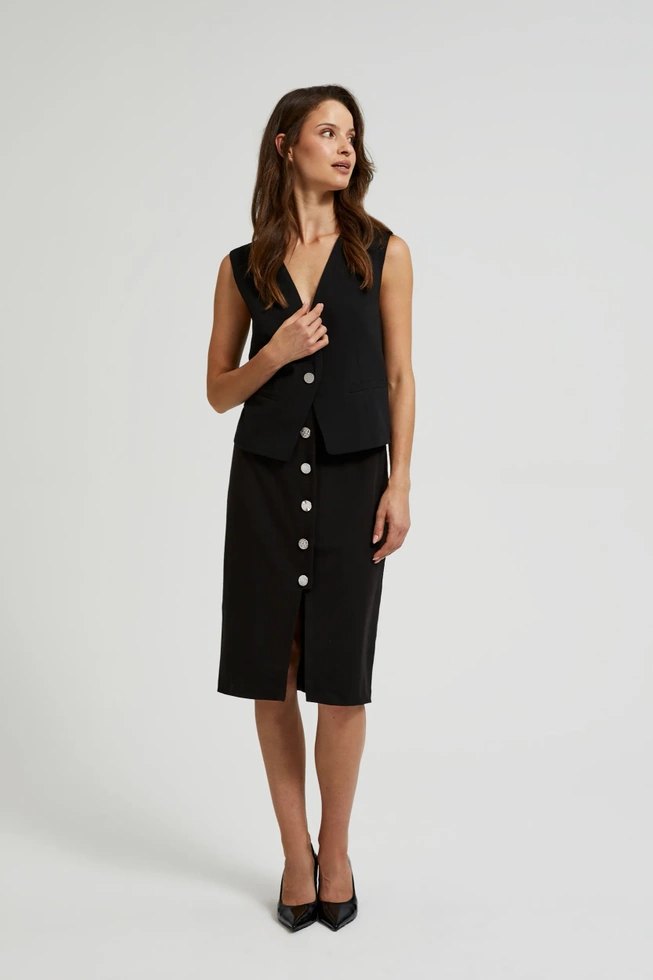 Spódnica ołówkowa z ozdobnymi guzikami czarna