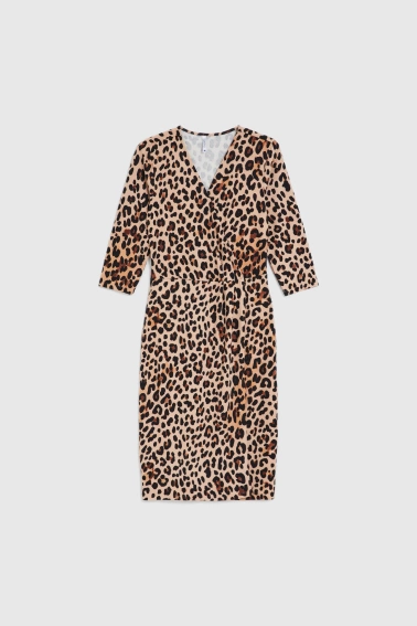 Sukienka w panterkę beżowa