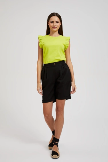 Gładkie lniane szorty czarne