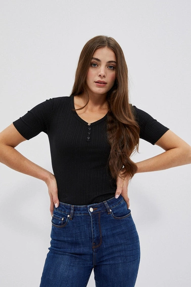 Bluzka z okrągłym dekoltem i guzikami