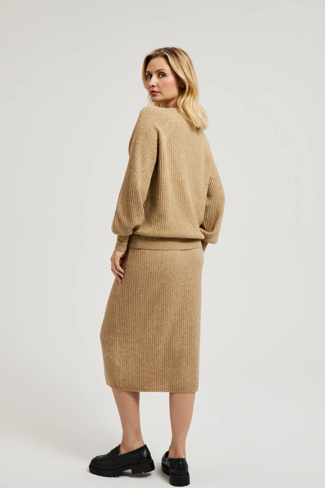 Spódnica dzianinowa midi beżowa