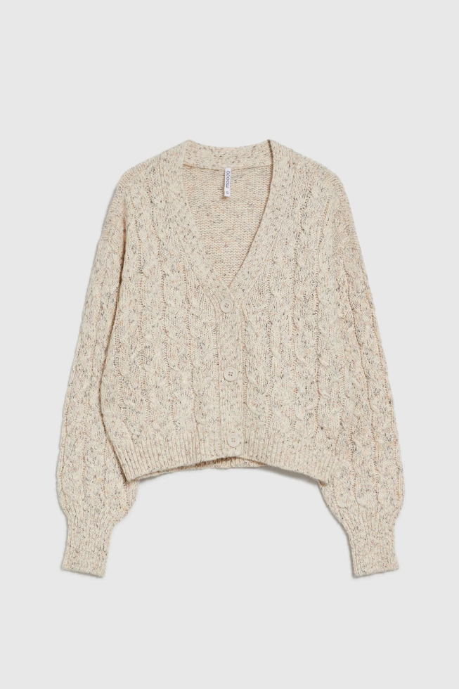 Kardigan z ozdobnym splotem beżowy