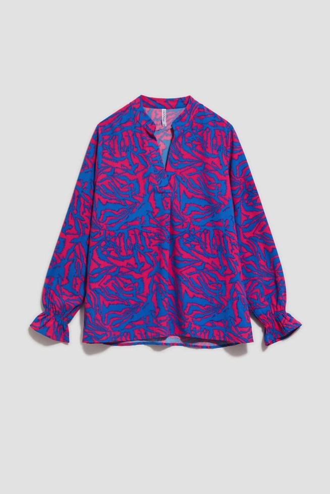 Koszula z dekoltem w serek fuksjowa