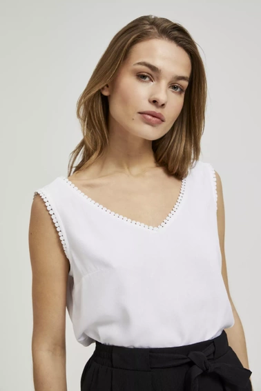 Gładka koszula z dekoltem w serek biała 
