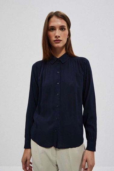Koszula z kołnierzykiem zapinana na guziki granatowa