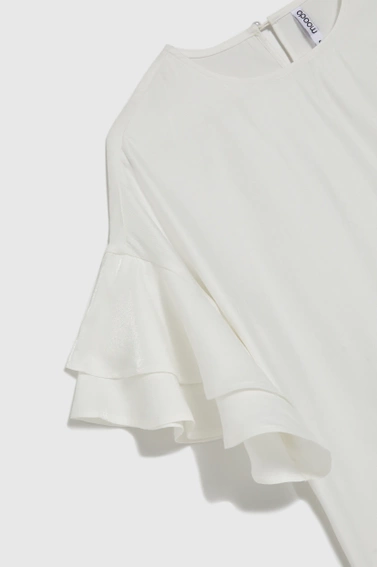 Koszula z falbanami na rękawach biała 