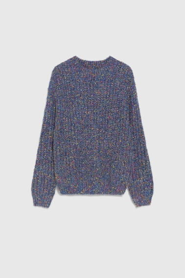 Sweter ozdobiony kolorową nitką granatowy