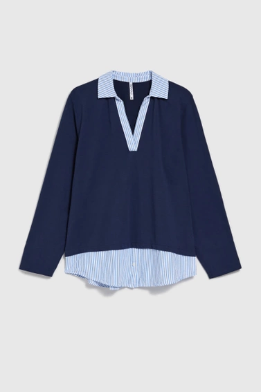 Bluza z kołnierzykiem granatowa