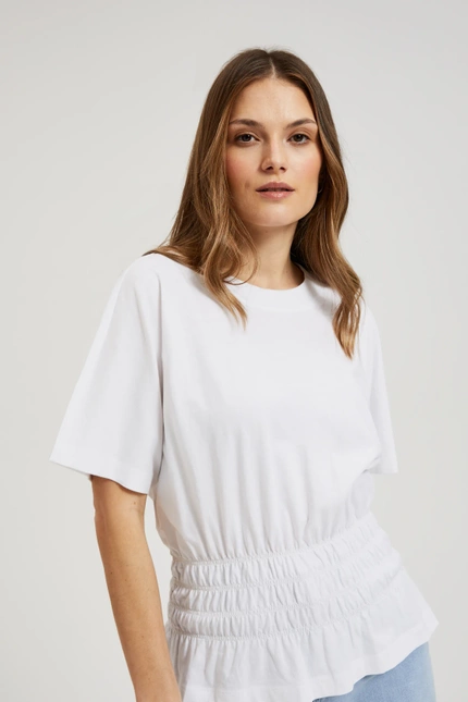 Bluzka z gumą w talii biała
