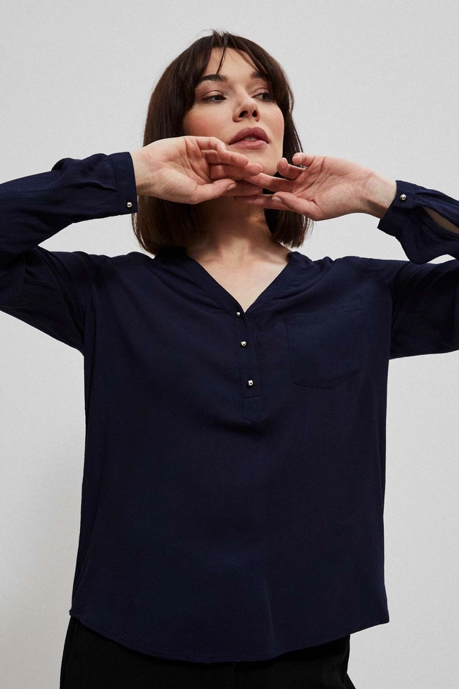 Wiskozowa koszula granatowa