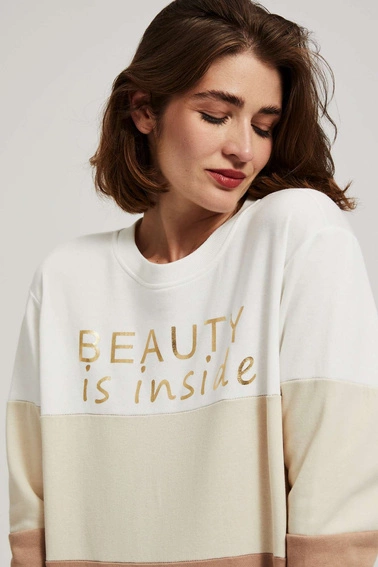 Bluza z nadrukiem ciemnobeżowa