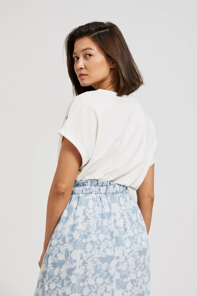 Spódnica lyocell w kwiaty błękitna