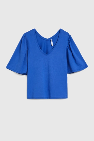 Bluzka z szerokimi rękawami niebieska