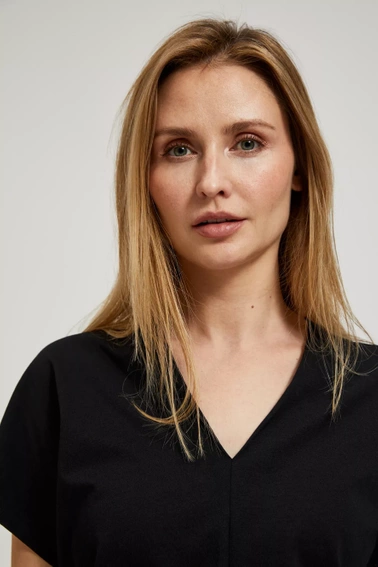 Bawełniana bluzka z dekoltem czarna