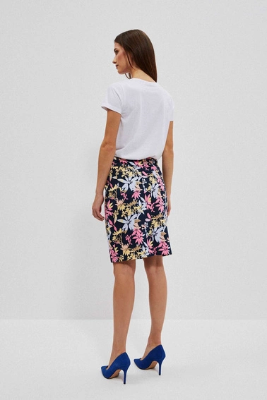 Spódnica z roślinnym printem ciemnbrązowa