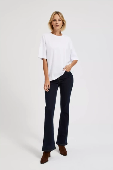 Bluzka oversize z okrągłym dekoltem biała