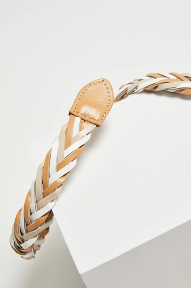 Pasek pleciony beżowy