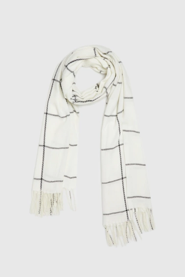 Szal w kratę biały