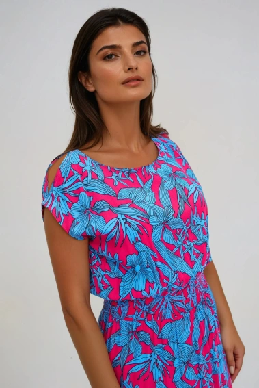 Wiskozowa sukienk maxi fuksjowa