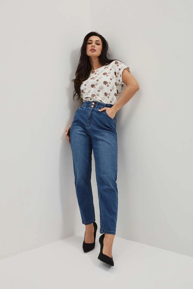 Jeansy paper bag ciemnoniebieskie