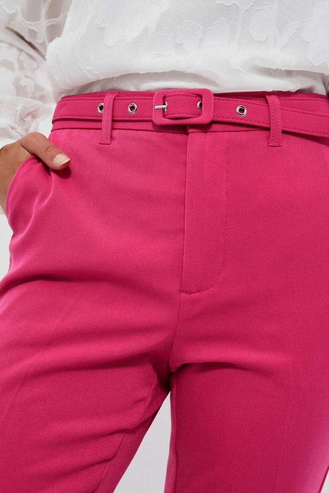 Spodnie cygaretki z paskiem różowe