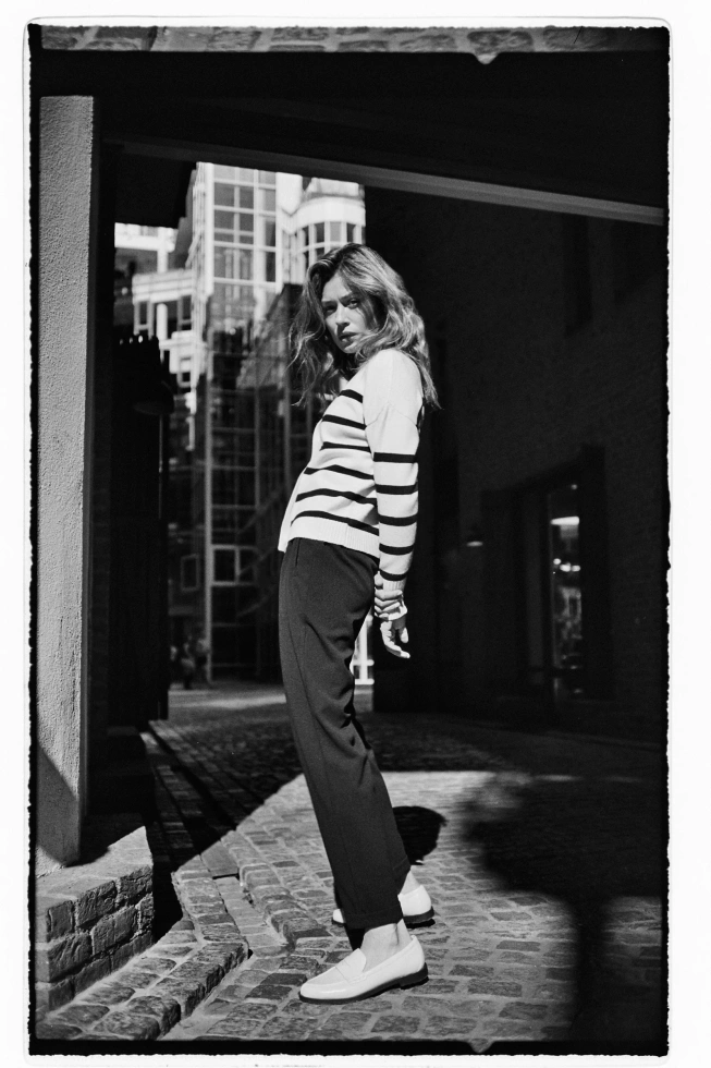 Kardigan w paski ecru