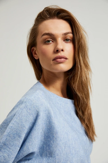 Sweter z rękawem 3/4 błękitny 