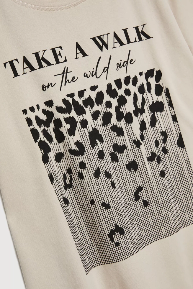 T-shirt z nadrukiem beżowy