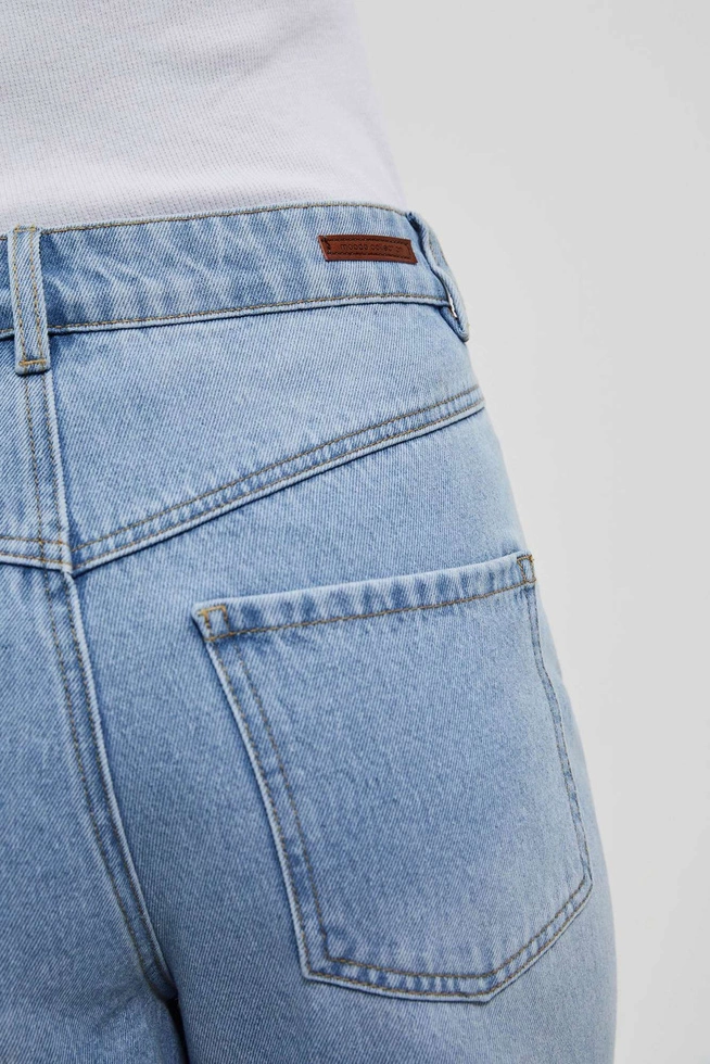 Jeansy mom fit z przetarciami błękitne